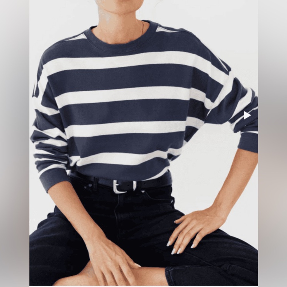 AYR Navy and White Striped Long Sleeve Tee